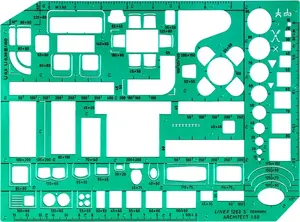 Drafting template Linex 100413078, green plastic, gloss finish, 1 mm thickness, 160×230 mm