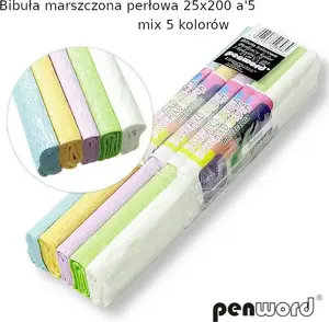 Crepe Paper Sheets Polsirhurt 25x200 cm, Pearl Mix, 5 Colors, Pack of 5