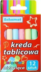 Chalk sticks set SCHEMAT Kreda tablicowa 12 pcs — colored school and classroom chalk