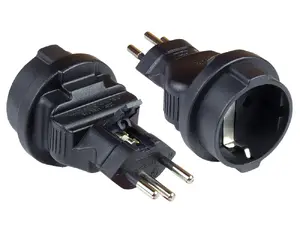 Power plug adapter Alcasa PA-6002S — Type J (CH) plug to Type F socket, black