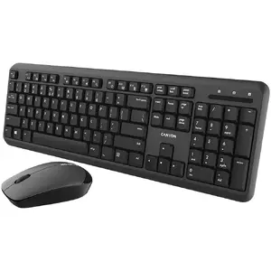 Wireless RF Full-size Keyboard and Mouse Set CANYON SET-W20 — QWERTY US, 104 keys, Membrane, Black