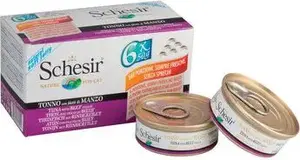 Wet cat food Schesir multipack 6x50g - tuna with beef in jelly