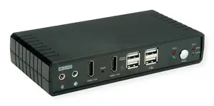 KVM switch ROLINE 14.01.3047 — USB keyboard/mouse, HDMI/DisplayPort video, 4K UHD 3840x2160 @60Hz, 5V/2A, black