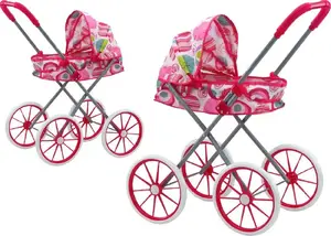 Lelles ratiņi LEANToys 17742, salokāmi, lielas ripas, rozā ar rakstu