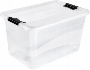 Storage box with lid LA-KA-PE Cornelia 52 L transparent, 59.5×39.5×34 cm