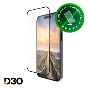 Caurspīdīgs ekrāna aizsargplēve d bramante eco-shield D3O priekš iPhone 16 Pro Max — 6,9", melna mala, caurspīdīga