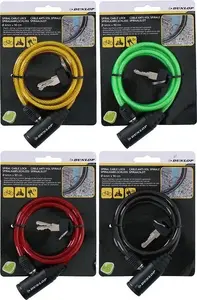 Bicycle Spiral Lock DUNLOP 90 cm with Key — Yellow
