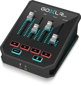 Audio interfeiss Fifine TC-Helicon GO XLR Mini 24‑bit 48 kHz, 10–20000 Hz, 3.5 mm austiņas, 24 V fantoms, melns