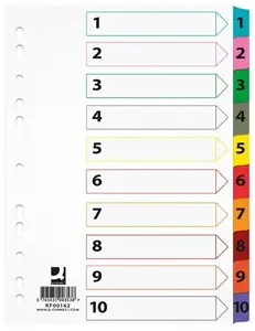Q-Connect Mylar Cardboard Dividers A4 1-10 KF00162 — numbered 1–10 for A4 filing