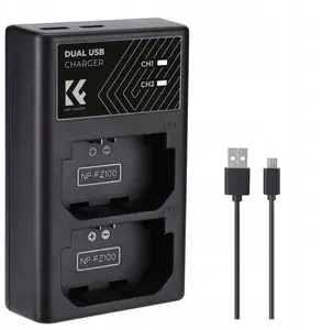 K&F Double USB Charger for NP-FZ100 Batteries — for Sony A7/A7R III, A9 II, A6600