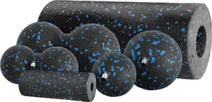 Foam Massage Set Rebel Active RBA-3054-S6 — mini roller, 2 balls, 2 duoballs, 6-piece EPP black-blue