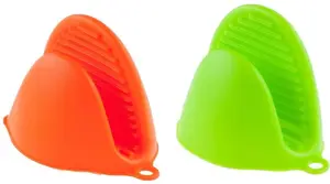 Kitchen silicone oven mitts KingHoff KH-4621, heat-resistant silicone grips, pair