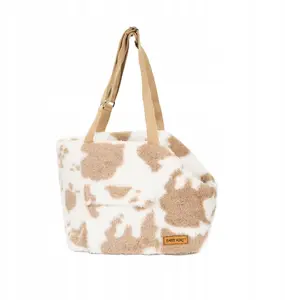 Pet carrier bag Barry King BK-14472 for dog/cat, light brown cow-spot pattern, 41×27×29 cm
