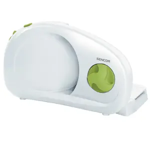 Электрическая ломтерезка SENCOR SFS 1001GR — 100 Вт, макс. толщина ломтика 1,5 см, зелёно-белый пластик