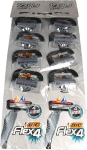 Disposable razor BIC Flex4, pack of 10 — 4-blade men's shaving razors