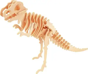 Wooden Puzzle G3 Gepetto Tyrannosaurus – tabletop 3D assembly, natural wood pieces