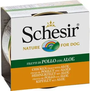 Консервы для собак Schesir Kurczk i aloes w galaretce 150 г — курица с алоэ в желе