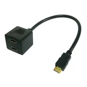 HDMI kabelis TECHLY ICOC-HDMI-F-002 — 0,3 m, HDMI Type A vīrietis uz 2× HDMI Type A sieviete, HDMI 1.2, zelta pārklājuma kontakti, melns