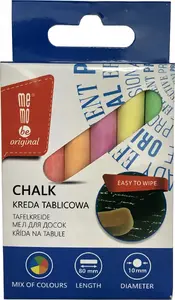 Chalk sticks MemoBe 12 pcs — colored school and art chalk, pack of 12