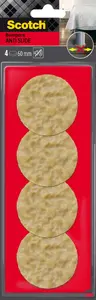 Non-slip round pads Scotch 60 mm, 4 pcs, beige — anti-slip furniture feet protection