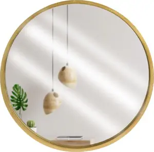 Wall Mirror Vilde round 50 cm in gold wooden frame — bathroom and living room mirror