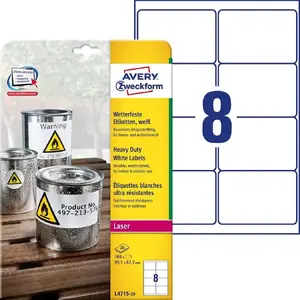 Etiķešu lapas Avery Zweckform ETK4220246 A4 99,1 x 67,7 mm baltas, 20 loksnes