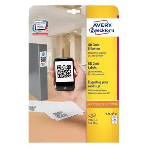 Pašlīmējošas uzlīmes Avery Zweckform L7121-25 — kvadrātveida, pastāvīgs līme, baltas, 500 gab.