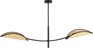 Pendant lamp ORNO PETALO, max 2x40W, E14 sockets, black rattan finish