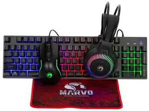 Vadajams USB Marvo spēļu klaviatūras un peles komplekts LOOT 40 CM416 (membrāna, melns) ar peles paliktni