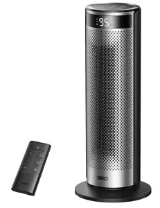 Fan electric space heater Dreo DR-HSH028 — ceramic element, 2000 W, adjustable thermostat, oscillation 70°, for indoor floor use (Black/Silver)