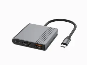 Многопортовый адаптер USB-C Gembird A-CM-COMBO3-05 с портом HDMI, USB-A и видеовыходом USB-C с поддержкой подачи питания 90 Вт