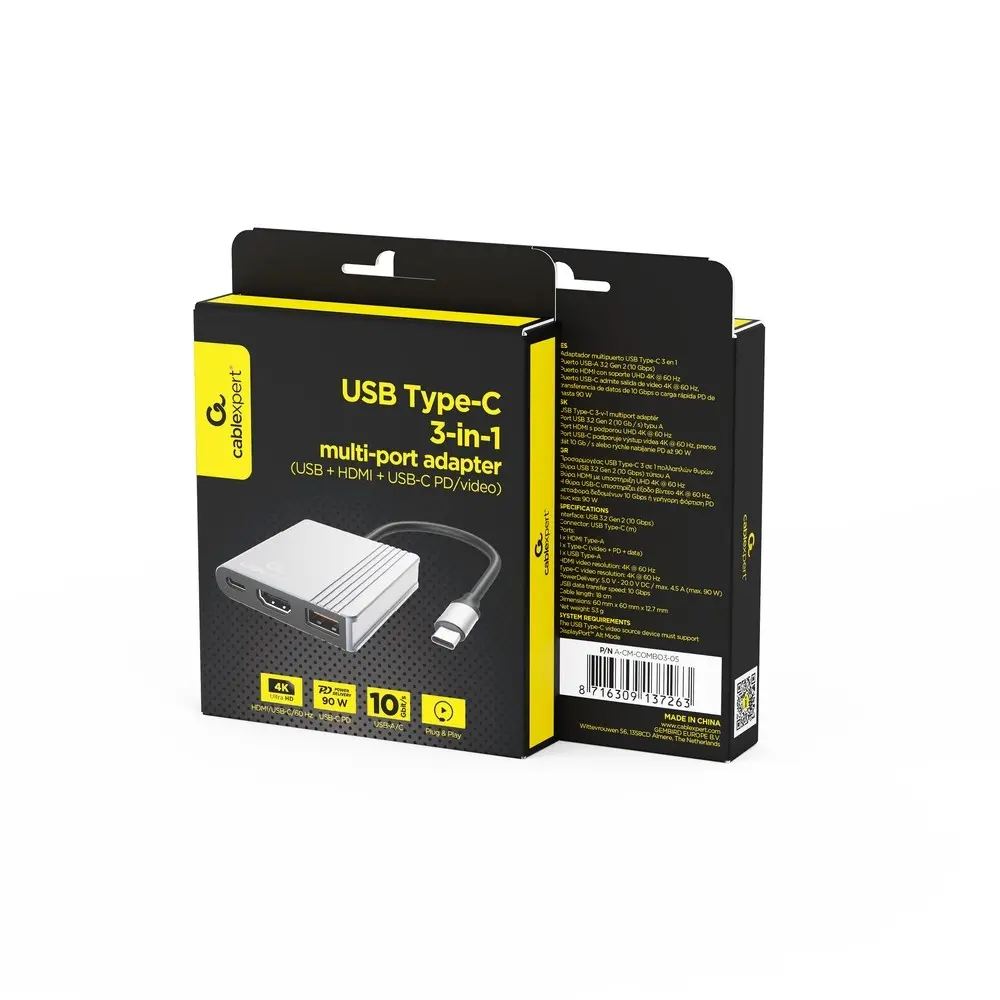 Gembird A-CM-COMBO3-05 USB-C 3-in-1 daudzportu adapteris Photo 10