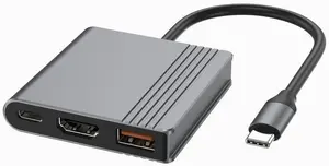 Многопортовый адаптер USB-C Gembird A-CM-COMBO3-05 с портом HDMI, USB-A и видеовыходом USB-C с поддержкой подачи питания 90 Вт