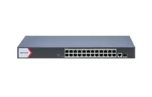 Managed 24-Port Gigabit PoE Switch Hikvision DS-3E1526P-EIV2 — 25 Gigabit RJ-45 ports, IEEE 802.3af/at, 56 Gbit/s switching capacity, rack-mount
