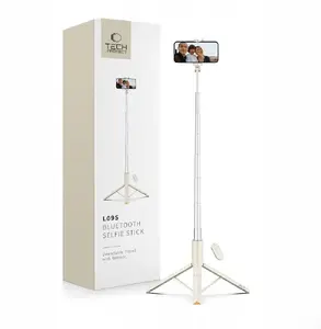 Selfie Stick Tripod Tech-Protect L09S Bluetooth — beige, wireless remote, foldable