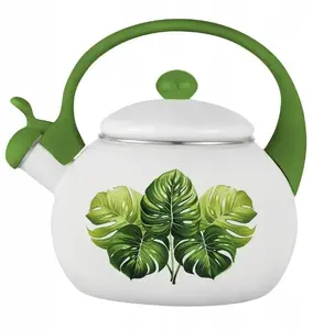 Non-electric enamel kettle 2.2 L with leaf pattern, No name, model ODEL-CZ-060-25
