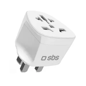 Power plug adapter SBS Mobile TEADAPTUKWORLD — Type D (UK) to Universal, straight, white
