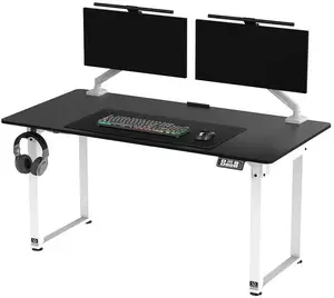 Письменный стол Ultradesk QUEST для игр 140x70 см высота 72–120 см бело‑черный