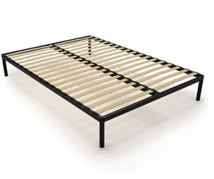 Gultas rāmis Auping BED ALU 140x200 metāla rāmis ar koka lamiellēm, mūsdienīgs, melns