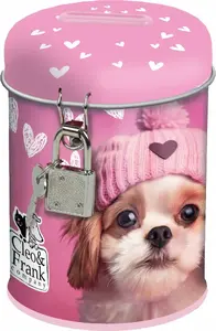 Derform piggy bank with padlock Cleo and Frank 42 - decorative coin bank for children