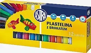 Modeling clay set Astra Plastelina — 12 colors with glitter