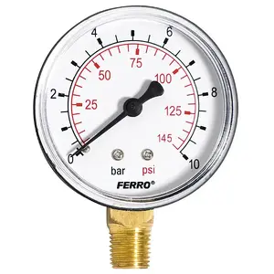 Pressure Gauge FERRO M6310R 63 mm dial, 1/4” side connection