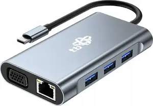 USB-C мультипортовый хаб TB Print AKTBXVA8W1UHVRJ — 8 в 1: 2×HDMI, VGA, 3×USB-A, USB-C PD, RJ45