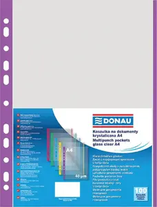 Document sleeves Donau A4 polypropylene 40 µm, crystal, colored edge purple, 100 pcs