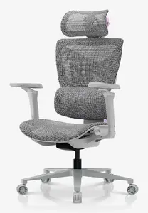 Mesh seat anda seat X-Air Pro with meshed backrest, grey, 720×710 mm, max height 135 cm, capacity 120 kg