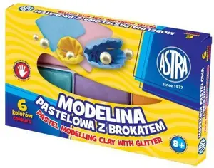 Astra modeling clay set 6 pastel colors with glitter — Modelina Astra (304118001)
