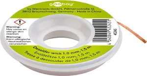 Solder wire GOOBAY 1 mm desoldering wire, 1.5 m length, for removing solder from joints