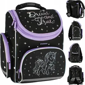 Skolas mugursoma STARPAK Tornister Unicorn Holo STK-24 PB 1/6 — kompakta skolēnu soma ar hologrāfisku vienradža dizainu