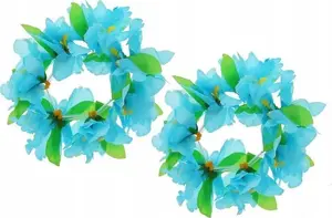 Hawaiian Bracelet PartyDeco set of 2 blue-green — hawaiian flower wrist garlands