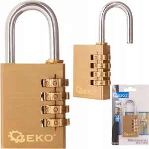 Padlock GEKO model G10914 brass combination 38 mm shackle 4-digit code